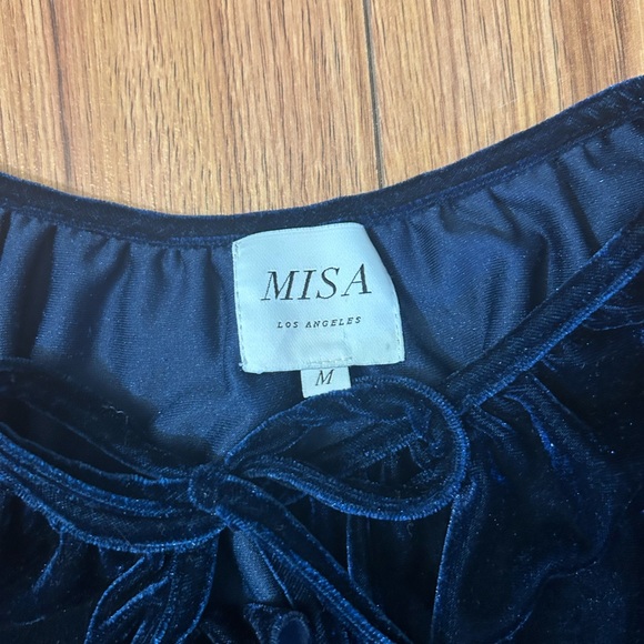 embroidered blue velvet misa top - Picture 4 of 4